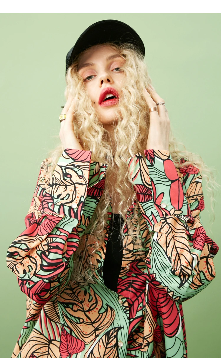 ELFSACK Autumn European New Fashion Woman Shirt Casual Full Loose Chiffon Blouse Turn-down Collar Floral Print Female Blouse
