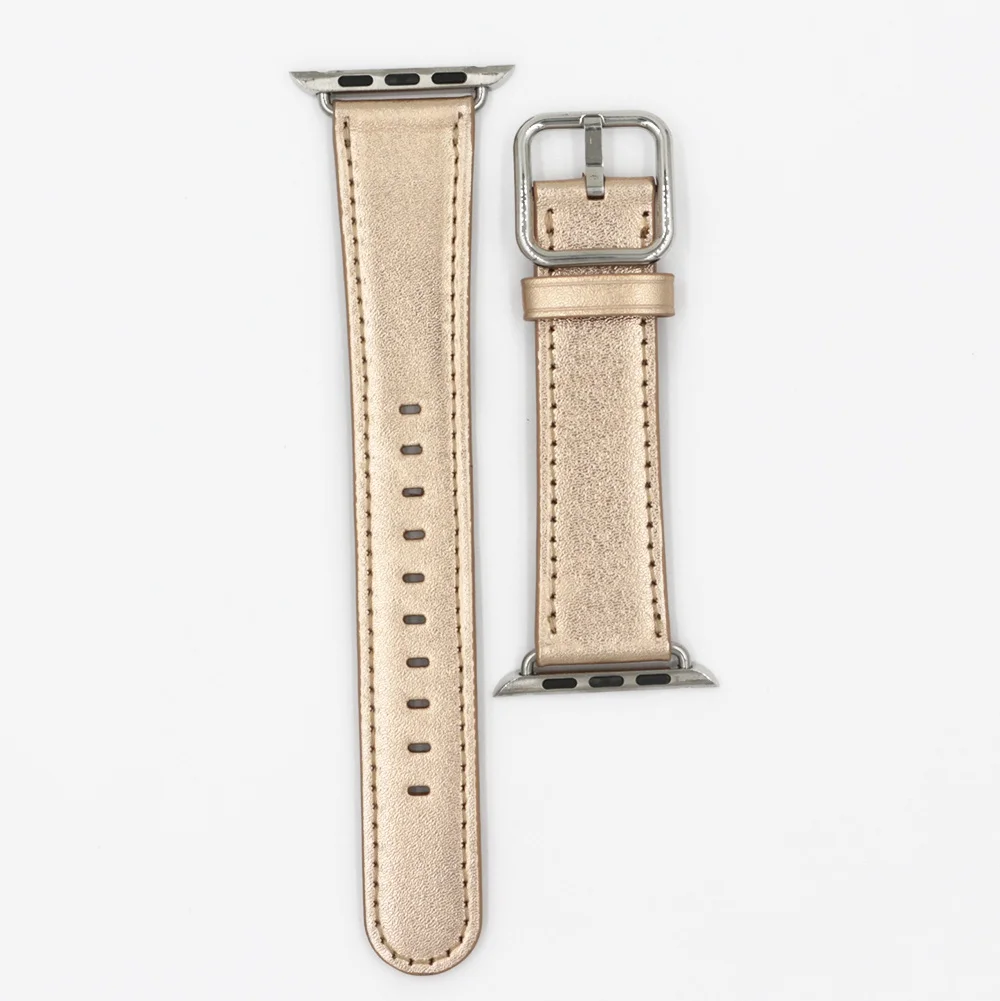 Gold URVOI классический ремешок с пряжкой для Apple Watch series 5 4 3 2 1 ремешок для iwatch телячья кожа с квадратной пряжкой современный дизайн GEN.2 - Цвет ремешка: Gold