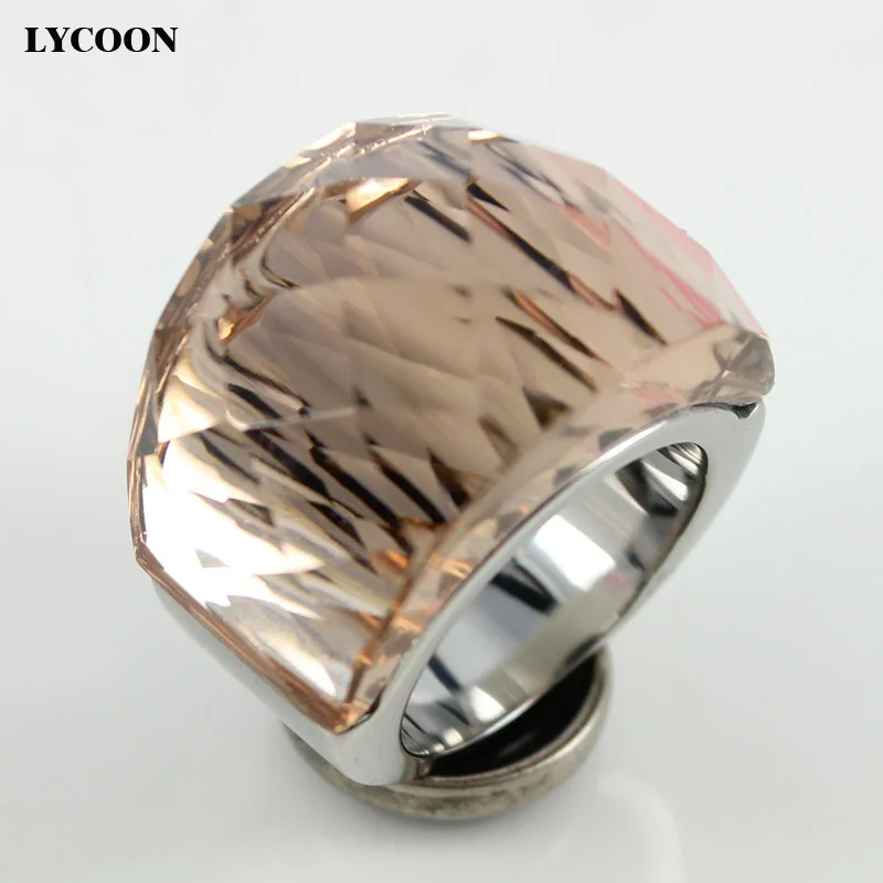 Лидер продаж! Женское кольцо с кристаллами LYCOON из нержавеющей стали 316L