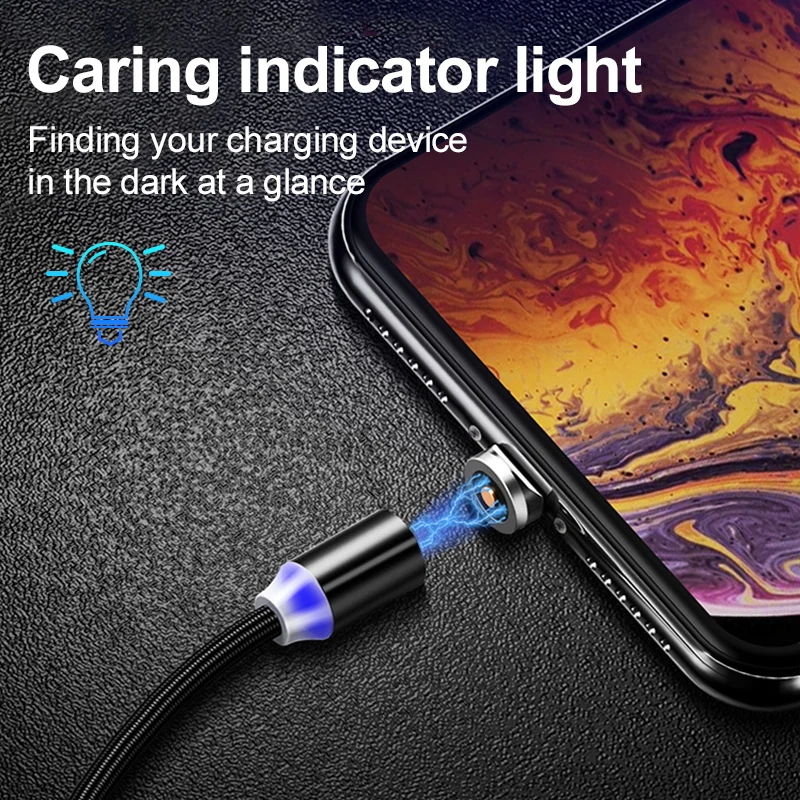СВЕТОДИОДНЫЙ Магнитный зарядный Micro USB C кабель для iPhone XR XS MAX X 7 6 Plus кабели 1 м Type