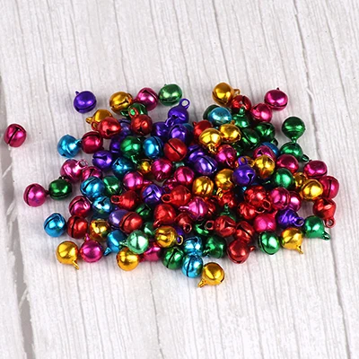 mixed color 100pcs 10 мм, 100 шт., колокольчики, железные колокольчики для рукоделия, маленькие бусины, Праздничные рождественские колокольчики, украшения, аксессуары, тембр, campanellini - Цвет: mixed color 100pcs