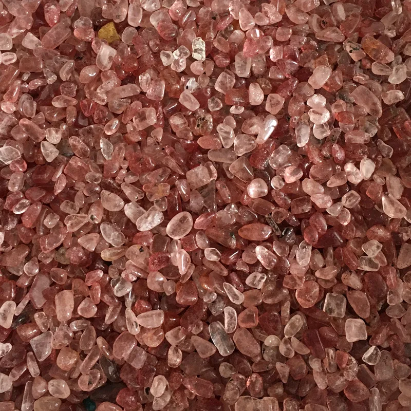 Натуральный кристалл из клубничного кварца гравия минералы очищают от пыли