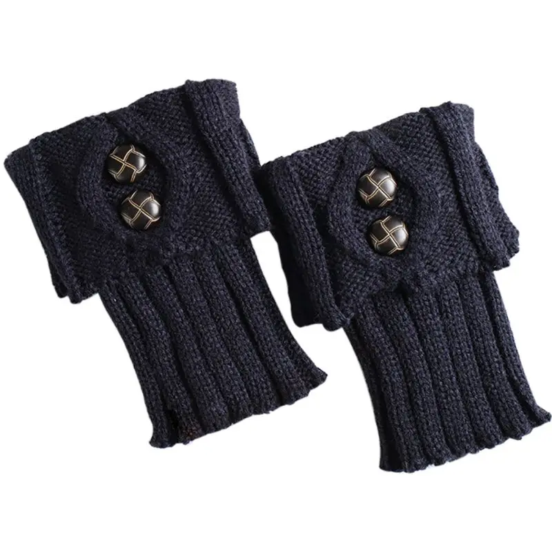 Брендовые новые женские зимние короткие вязаные носки гетры на пуговицах|Чулки| |