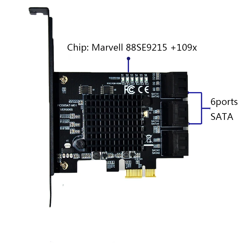 Плата расширения Marvell 88SE9215 6 портов SATA 3 0 на PCIe | Компьютеры и офис