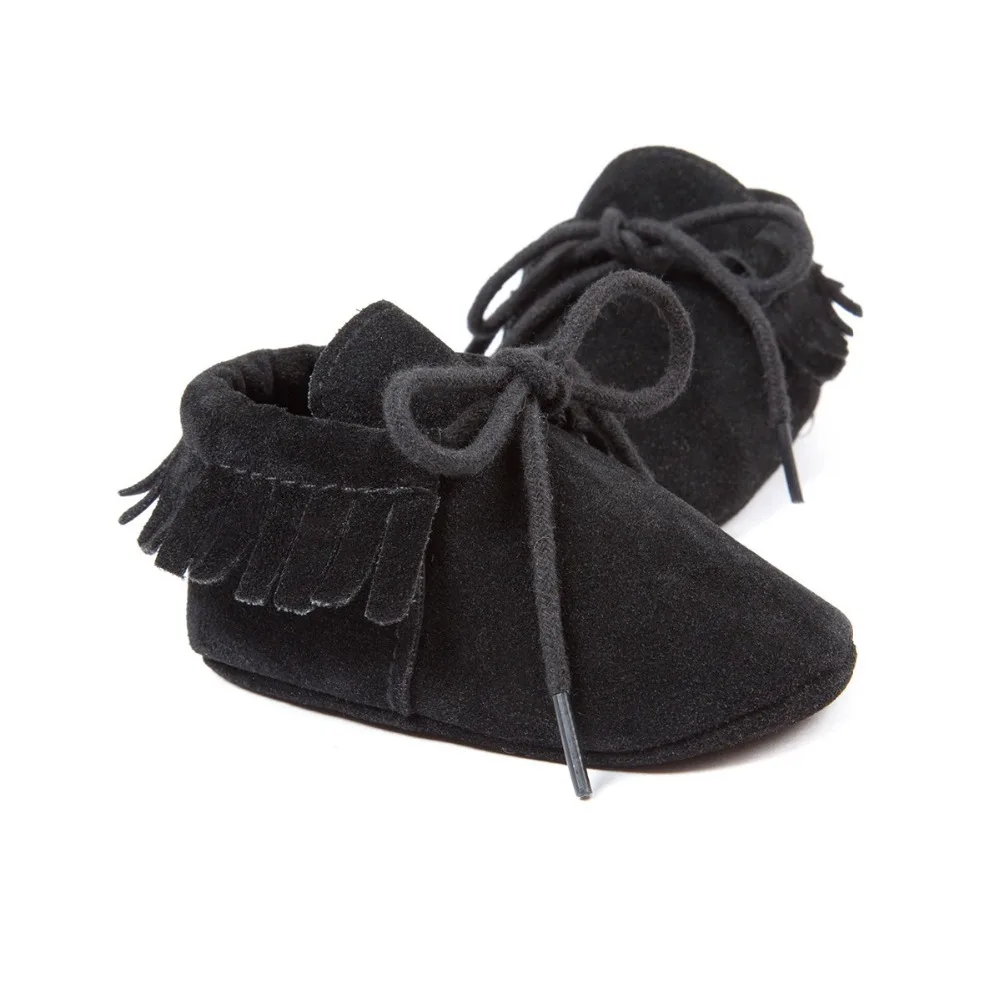 Черные Нубуковые детские туфли обувь детская Мокасины Популярные моксы - Фото №1