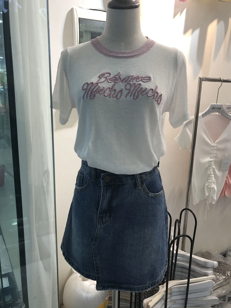 2019 корейский милый письмо футболка femme Hipster Harajuku люрекс для женщин s костюмы Kawaii