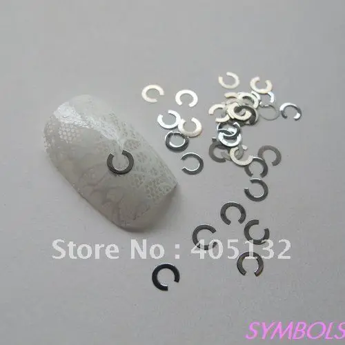 Approx. 1000pcs/bag Metal Silver Horseshoe Design Non-adhesive Slices Nail Art Decoration MS-130-1 | Красота и здоровье