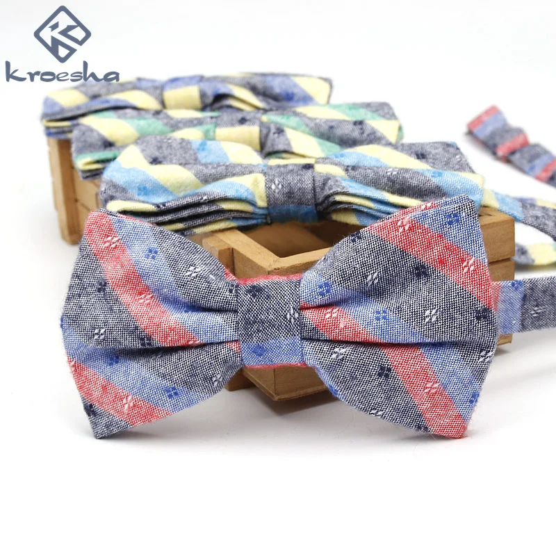 2017 Фирменная Новинка Для мужчин галстук бабочка в полоску Стиль Хлопок Боути