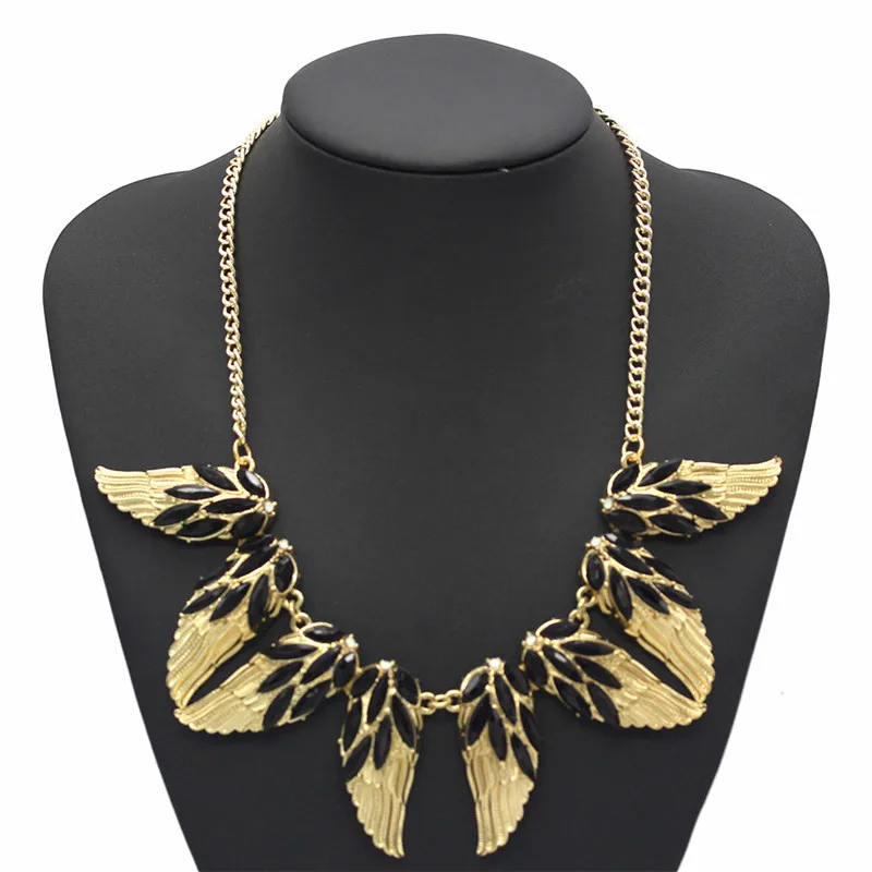 Европа Модные Украшения Сверкающих сплав золота Крылья Ангела Ожерелья и