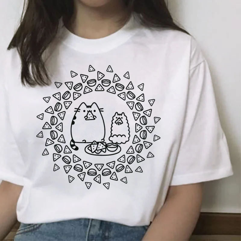 Женская футболка с мультяшным котом harajuku ulzzang каваи Корейская Эстетическая