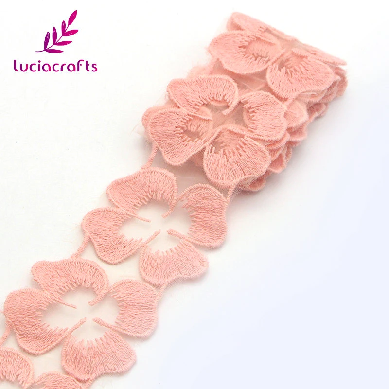 Lucia crafts 5 см Хлопок Вышитая аппликация цветок кружева ленты головной убор аксессуар для одежды Сделай Сам 1 ярд/лот N0819