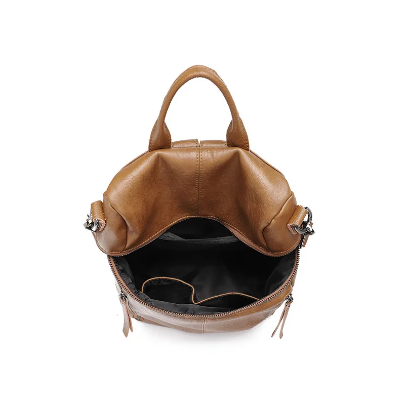 SHYMOON Women Backpacks Fashion Waterproof Travel Backpack Leather School Bags For Girl Feminine Multifuctional brown Mochila | Багаж и