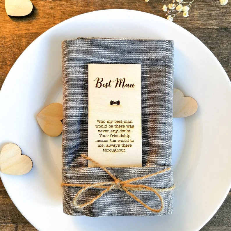 

Wooden Place Setting With Best Man Place Card Rustic Wedding Place Card