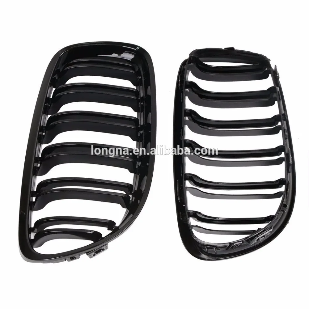 Высококачественная глянцевая черная передняя решетка для почек двойная линия BMW