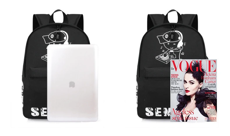 Senkey& style студенческий рюкзак со светящимся рисунком на тему аниме USB зарядка для ноутбука рюкзак для подростка Противоугонная школьная сумка для мальчиков