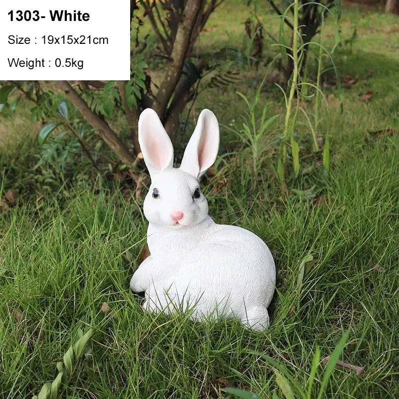 1303-White Милый Искусственный Кролик, украшение для дома, гостиной, украшения для сада, газон, кролик, скульптура, ремесла, миниатюрные фигурки животных, подарок - Цвет: 1303-White