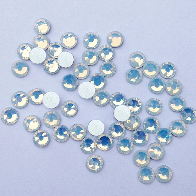 

High Quality Crystal Strass White Opal Flatback Crystals Nail Art Glue On Non Hotfix Rhinestones