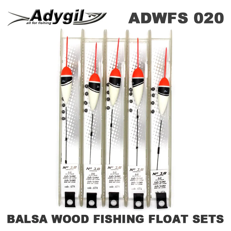 Adygil пробкового дерева поплавок наборы ADWFS 020 Floatation 1 г Длина лески 80 см крючок Размер#18 5 шт./лот - Цвет: 020