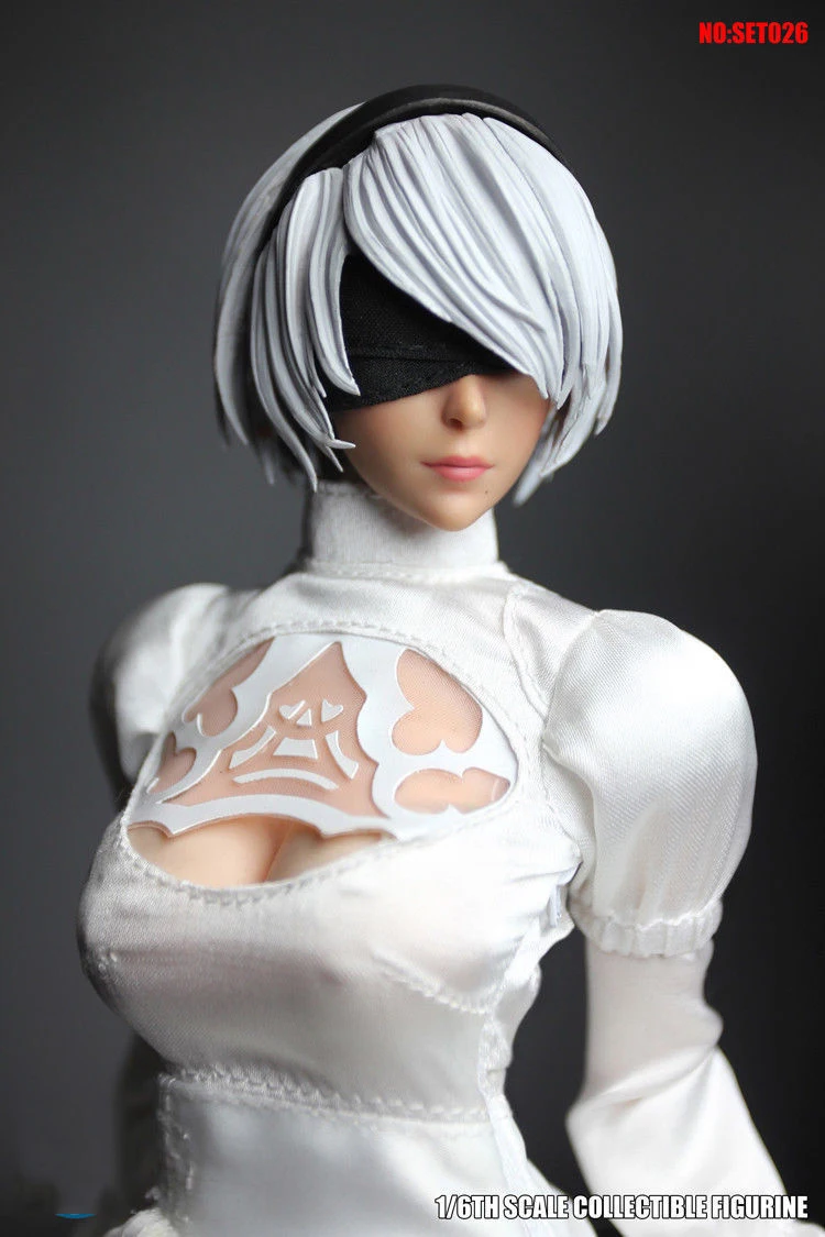 1/6 Масштаб Сексуальная женская фигура аксессуар NieR: Automata 2B Йорга женская голова белый костюм косплей модель для 1" бледные действия