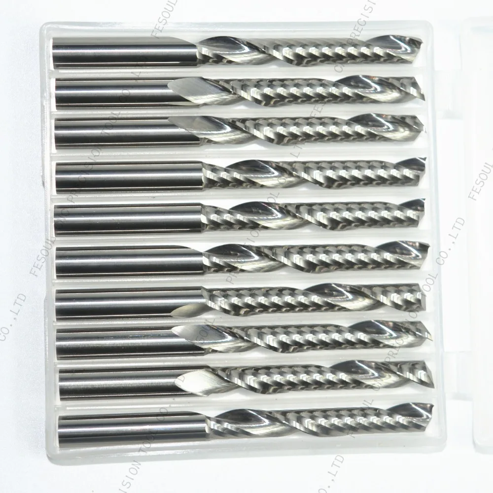 10PCS-6mm* 42 мм, твердый карбид cnc Концевая фреза, Концевая фреза для деревообработки, 1 Флейта Спираль Фрезы, фрезы по дереву, ПВХ фреза