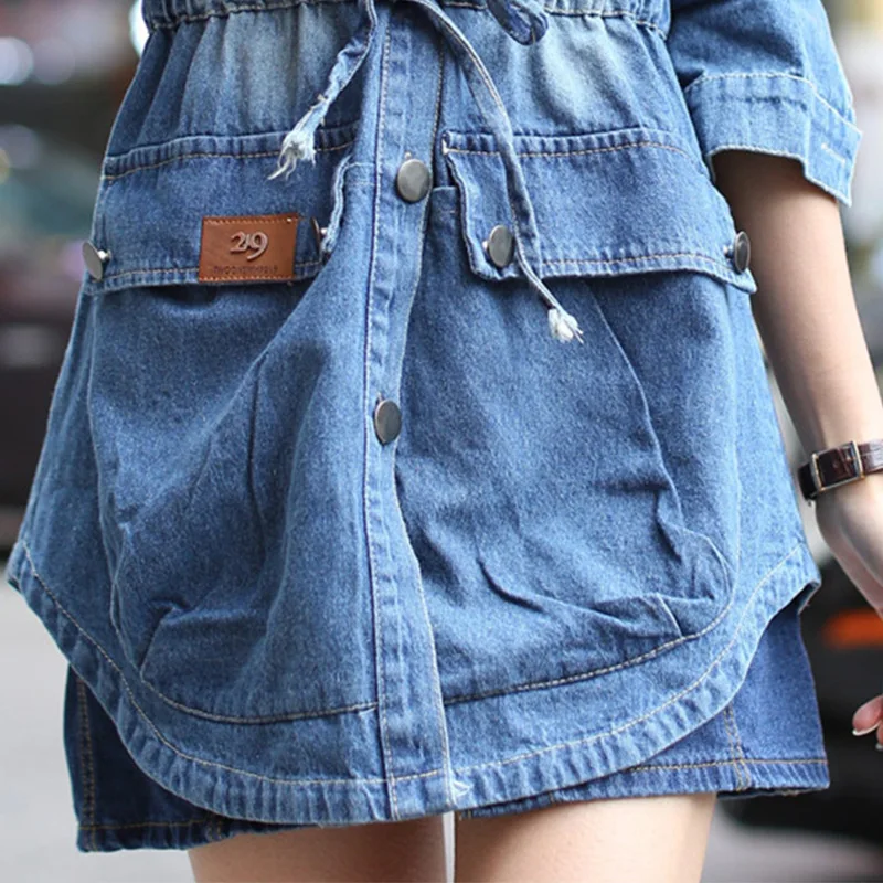 

Streetwear Denim Jacket Women Spring Autumn Fashion Long Sleeve Jeans Coat Female Casual Turn Dowm Collar Denim Jacket