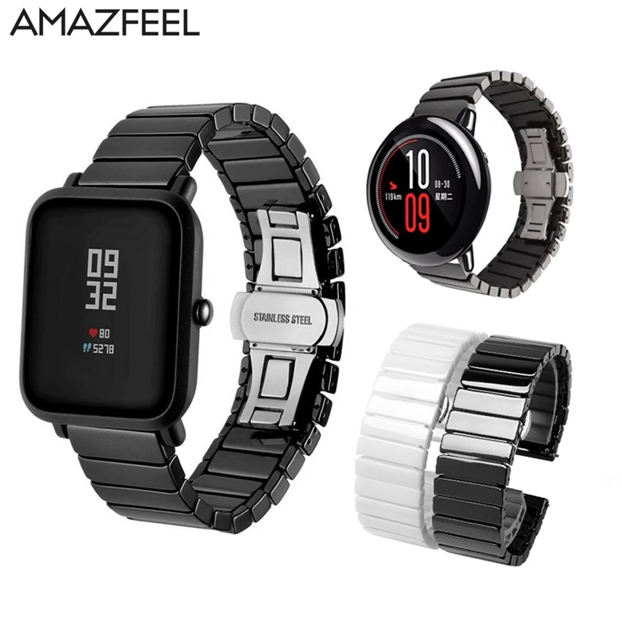 Керамический ремешок для часов Huami Amazfit ремешок Bip для Amazfit Pace Stratos браслет GTR GTS для huawei Watch Gt Honor Magic ремешок