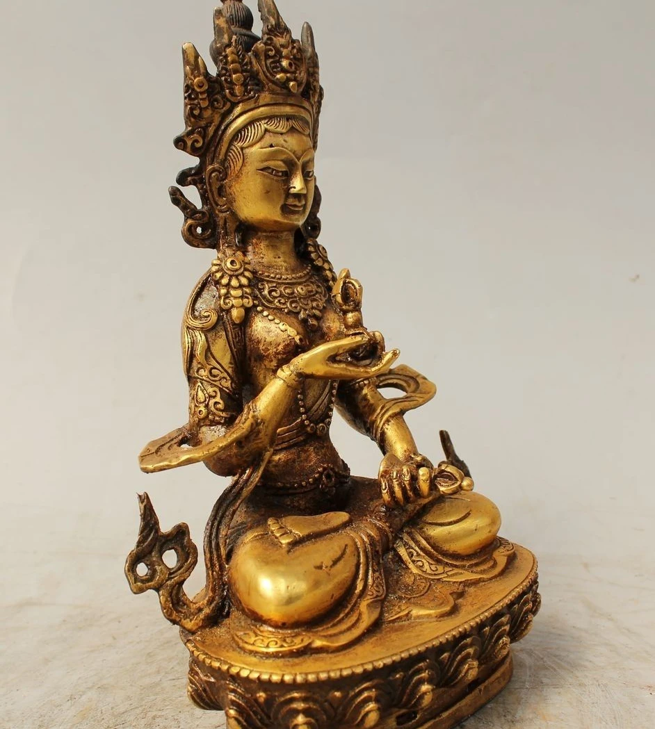 9 &quotТибет Буддизм Латунь Сиденье Ваджрасаттва Ваджрадхара Богиня Статуя Будды