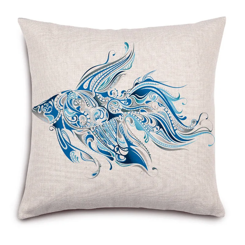 Квадратная хлопковая декоративная наволочка для дивана 45 см * морских организмов