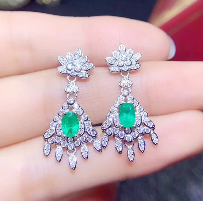 Серьги подвески с натуральным Рубином или изумрудом гранатом бесплатная