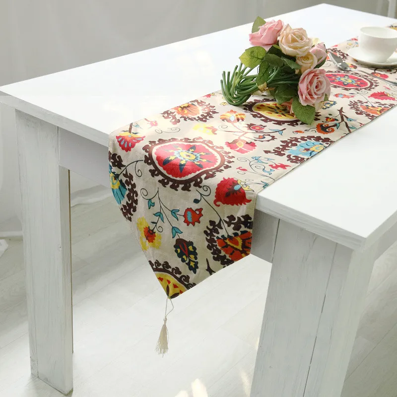 Высококачественная скатерть с принтом в виде листьев льняная на стол для отелей