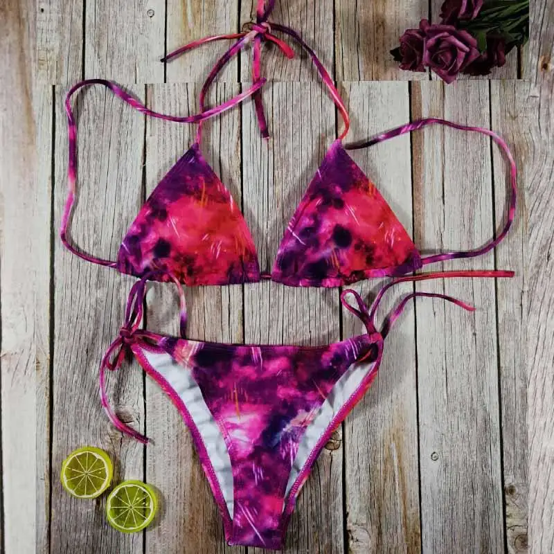 

Sexy Printed Bikinis Women Micro Bikini Set Push Up Swimsuit Thong Swimwear Bandage Bathing Suit Brazilian Summer Halter Biquini