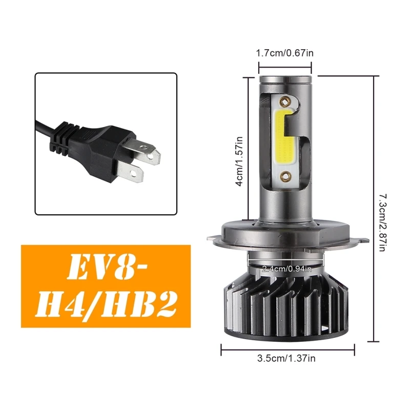 2 шт. светодиодный автомобильный фары EV8 H4/HB2 9003 9-32 в 36 Вт 3000LM 6000 К IP67 DOB Белый лампы с