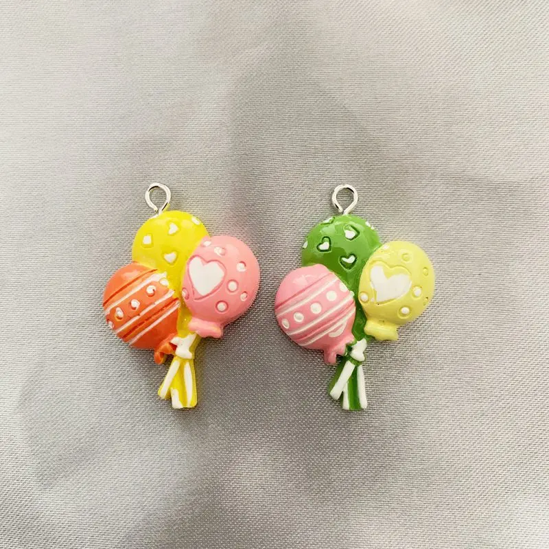 

50PCS Resin Simulation Colorful Balloon Pendant DIY Accessories Charms Handmade Necklace Keychains Earrings