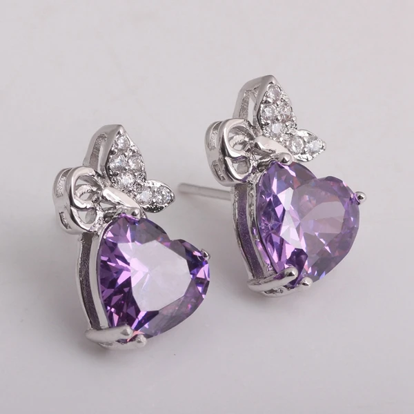 Женские серьги с мозаичным покрытием таинственный фиолетовый кристалл в форме