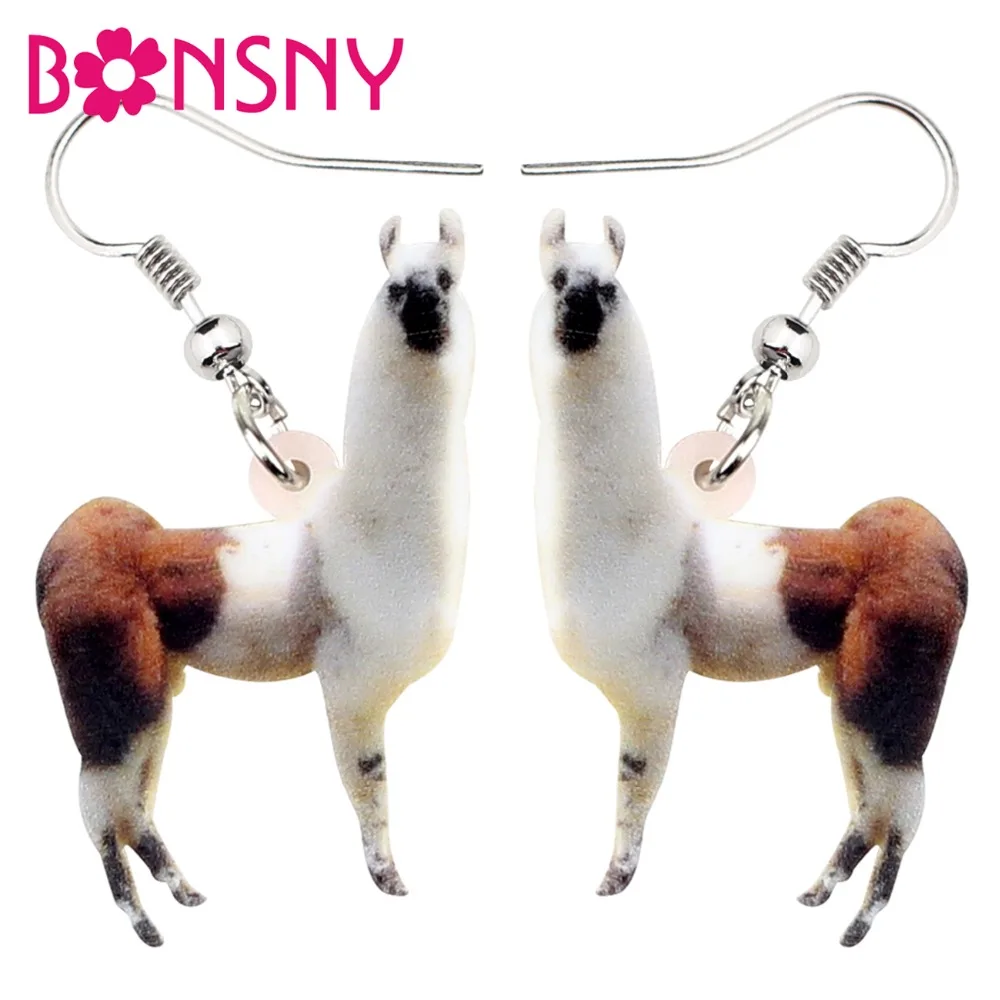 Серьги подвески в форме капли Bonsny из акрила альпаки ламы для женщин и