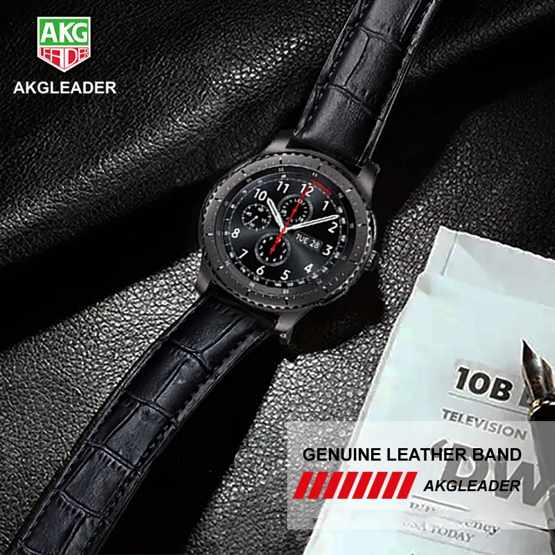 Кожаный ремешок AKGLEADER для Samsung Gear S3 Sport S2 из натуральной кожи Galaxy Watch браслет Huami
