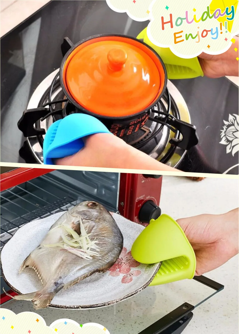 Изолированные перчатки для приготовления пищи силиконовые толстые термостойкие