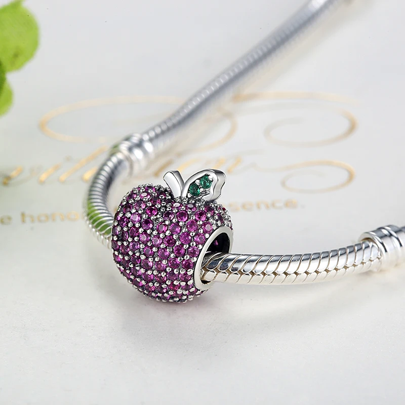 FOREWE Jewellery apple bead pink red colorful zirconia beads 925 sterling silver Fit Original Charms Bracelet Jewelry | Украшения и