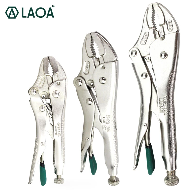 

LAOA Locking Pliers 5 7 10 Inch Round Nose Adjustable Vice Grips Curved Jaw Mole Welding Tool Nippers Set