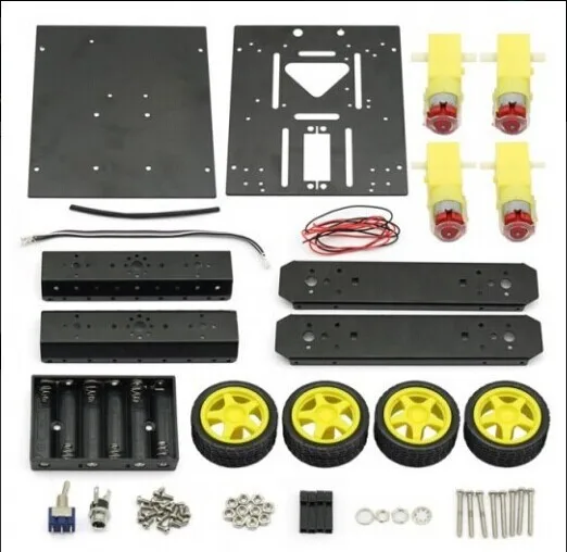 DIY KIT 4WD привод алюминиевый мобильный робот Платформа для робота Arduino Raspberry Pi * Gold -