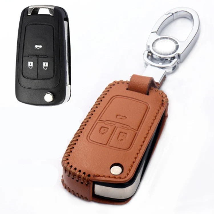 Новый кожаный чехол брелок с 3 кнопками для дистанционного ключа цепочкой Chevrolet