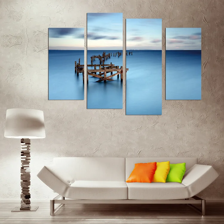 Четыре шт. без рамки морской мост sundown картина маслом с принтом на холсте домашний