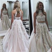 superkimjo two piece prom dresses champagne beaded lace applique prom gown 2020 vestidos de fiesta de noche largos elegantes