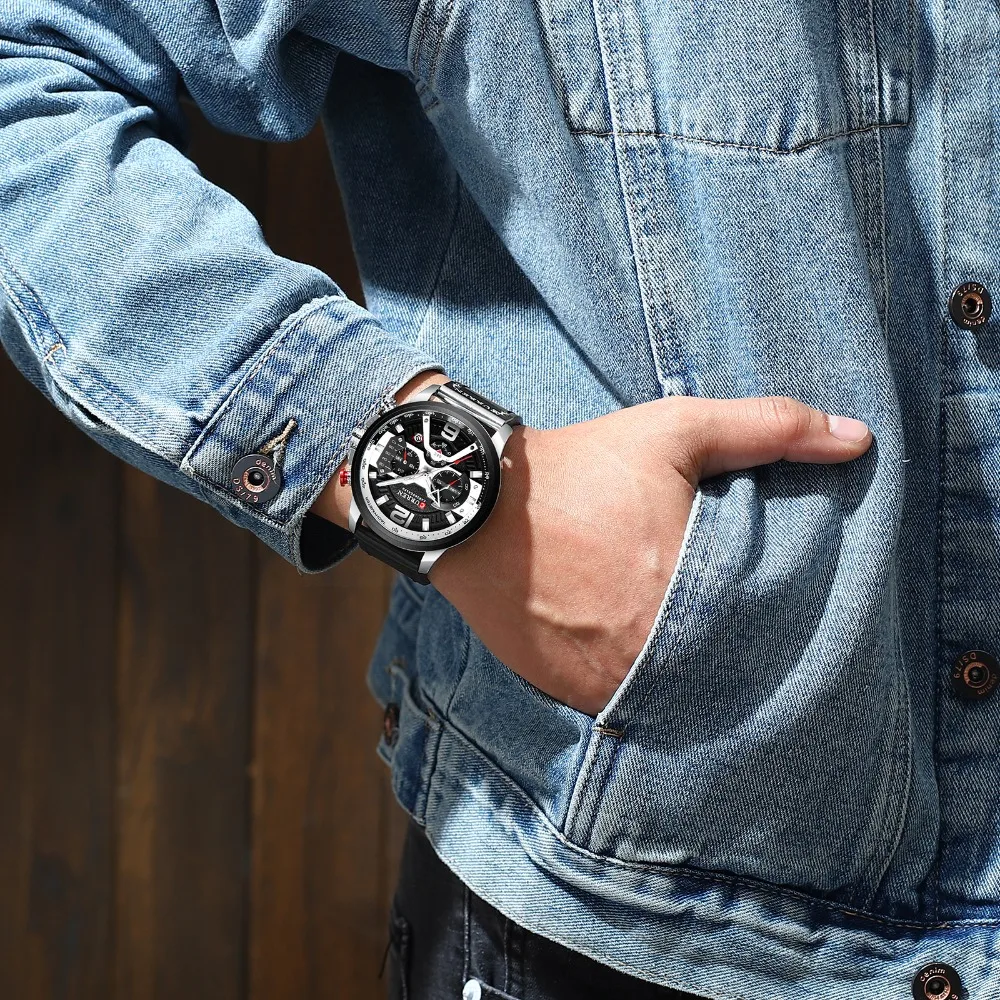 

CURREN Casual Waterproof Watches for Men White Top Brand Luxury Military Leather Wrist Watch Man Fashion Chronograph Wristwatch