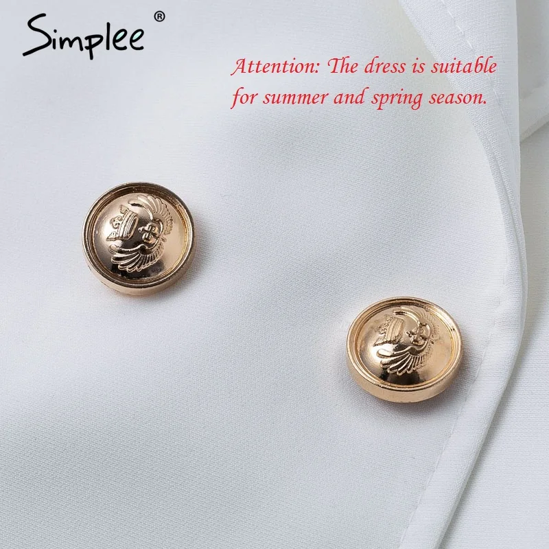 Женское черное двубортное платье Simplee элегантное белое блейзер для офиса