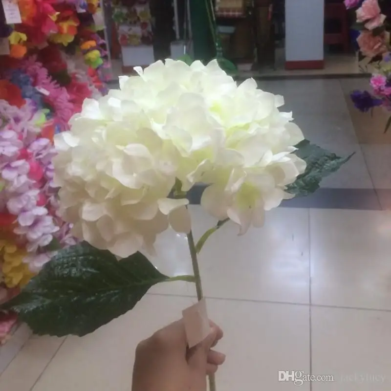 

Artificial Milk White Hydrangea Flower 80cm/31.5" Fake Silk Single Hydrangeas Bouquet For Wedding Centerpieces Party Decorative