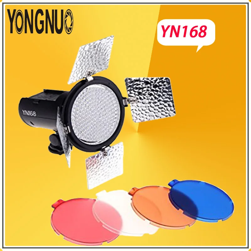 Светодиодная студийная камера YONGNUO YN168 видеосъемка с 4 цветными пластинами для Canon