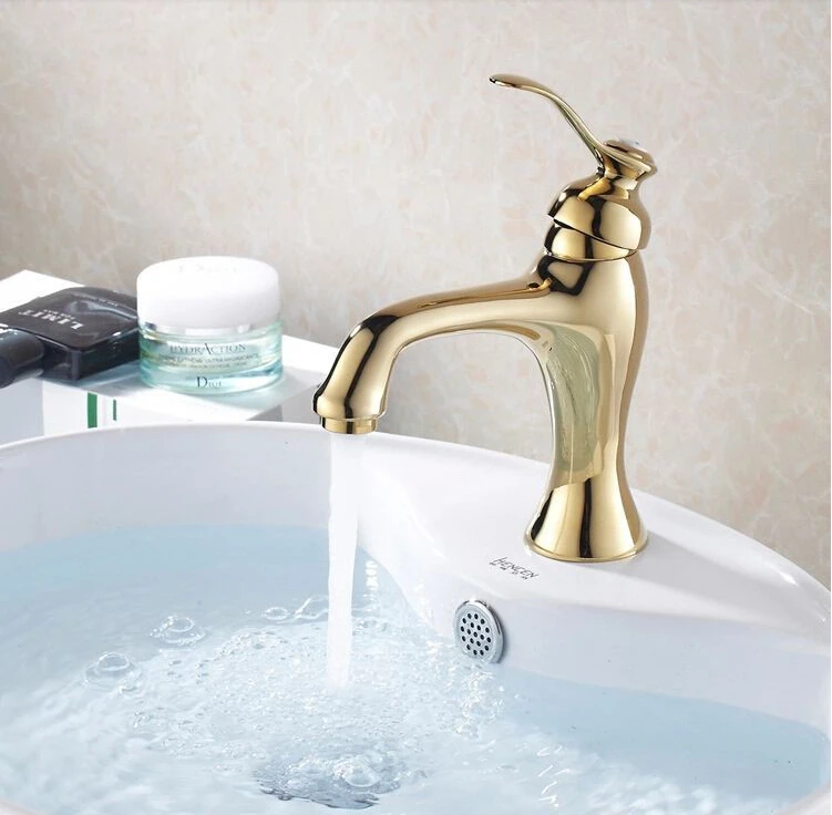 8 дюймов золотой роскошный ванной бассейна кран горячей и холодной смесителя