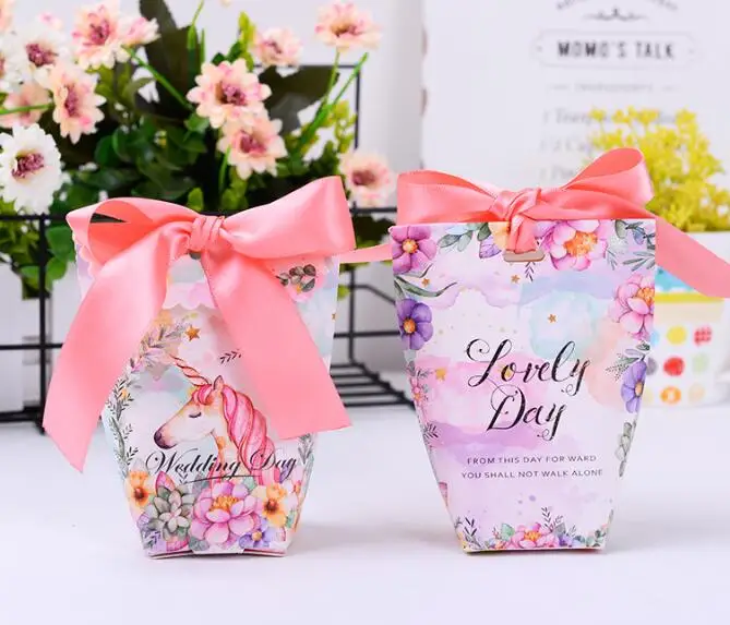 50 шт сумка с единорогом розовая лента sweet love на день рождения вечерние baby shower