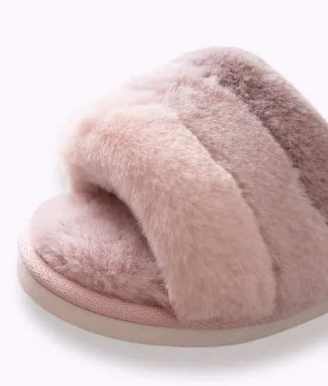 Maggie's Walker Women Fashion Faux Hair Slippers Candy-Colored Flat-heeled Plush Winter and Autumn Size 37~44 | Обувь